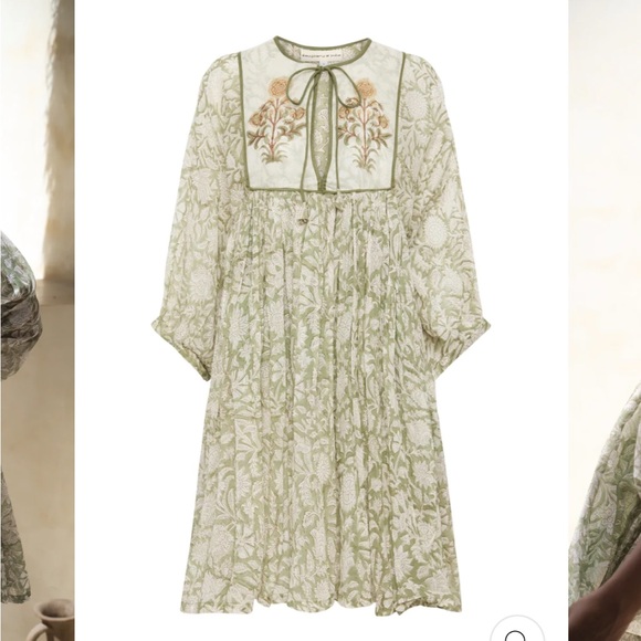 NWT Daughters of India Diya Mini Dress in Pistachio, sz XL - Picture 14 of 15